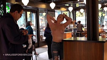 See Through Topless In a starbucks!