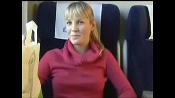 Russian girl sucks dick in a public train